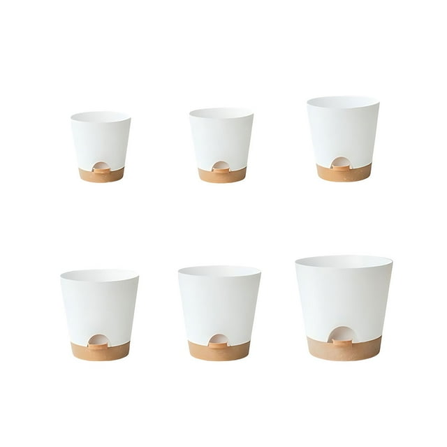 Macetas para plantas de interior y exterior Toystoory 6 piezas marrón olla blanca