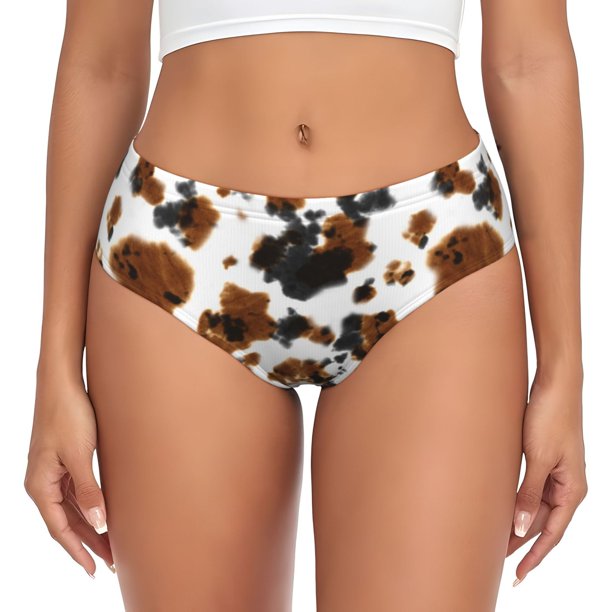 Fotbe Cow Tie Dye Calzones Estampados para Mujer – Ropa Interior de Algodón, Cómoda, Suave y Elástica-4X-Large