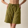thumbnail image 5 of Wensltd Women Cargo Shorts Drawstring Elastic Waist Wide Leg Casual Summer Pocket Trousers, 5 of 6