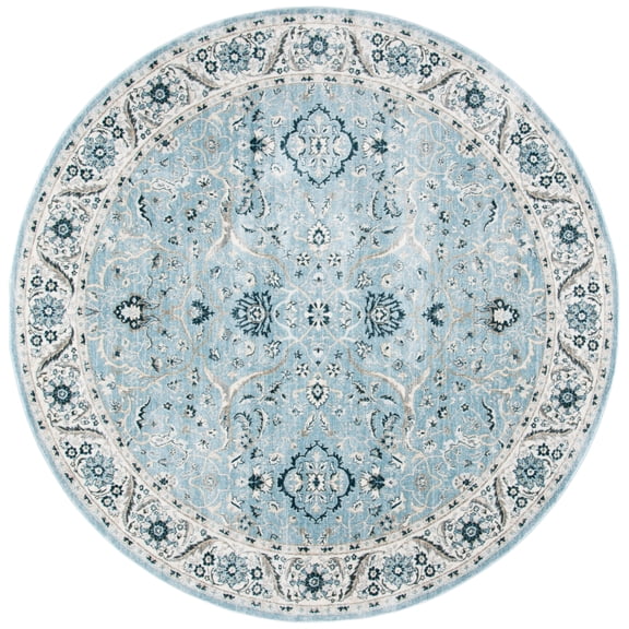 SAFAVIEH Isabella Kuzman Oriental Area Rug, Light Blue/Cream, 4' x 4' Round