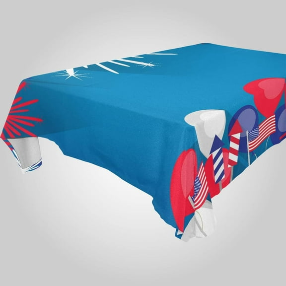 SKYSONIC Independence Day Rectangle Tablecloth Spill-Proof Polyester Table Cloth Table Cover for Kitchen Dining Picnic Holiday Party Decoration,60x120 Inch
