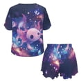 thumbnail image 5 of Yuyamidu Purple Axolotl Womens Summer Pjs Set Short Sleeve Tops and Shorts Soft Sleepwear with Pockets Relaxed Fit Pjs Set Cute Nightwear, 5 of 7
