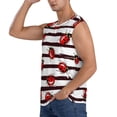 thumbnail image 3 of Lsque Ladybugs on Black and White Striped1 Print Men's Cotton Blend Sleeveless Muscle Shirts (S-3XL)- Moisture Wicking, Odor Protection, UPF 30+,XX-Large, 3 of 8