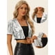 thumbnail image 2 of Encogimiento de Hombros de Lentejuelas para Chaquetas Recortadas con Purpurina Delantera Abierta de Manga Corta para Mujer Plata XL, 2 of 6