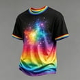 thumbnail image 2 of GrmtClth Men's Vibrant Rainbow Galaxy T-Shirt Ombre Nebula Print with Rainbow Ribbed Trim LGBTQ+ Pride Short Sleeve Tee Pink 3XL, 2 of 4