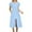 Blue, variant on Womens Summer Casual Dress V Neck Cap Sleeve Zipper Front Flowy Midi Dress With Pockets Blue
