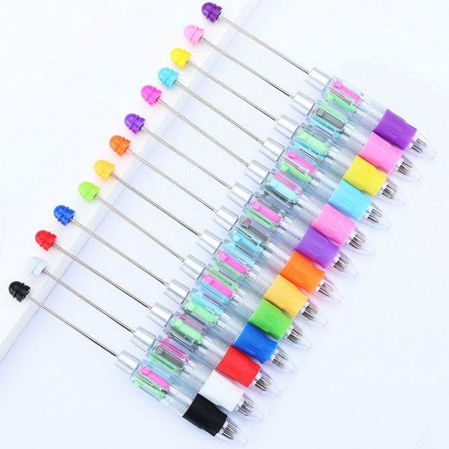 Bolígrafo creativo de cuatro colores con cuentas, recarga multicolor, marcapáginas de plástico, bolígrafo de cuatro colores, regalo