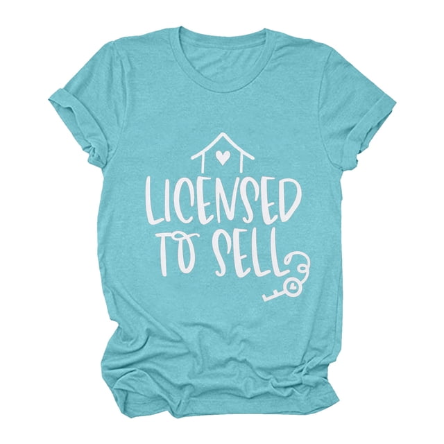 B91xZ T-Shirts T-shirts pour Femmes à Manches Courtes Col Rond Tops Bleu Ciel M