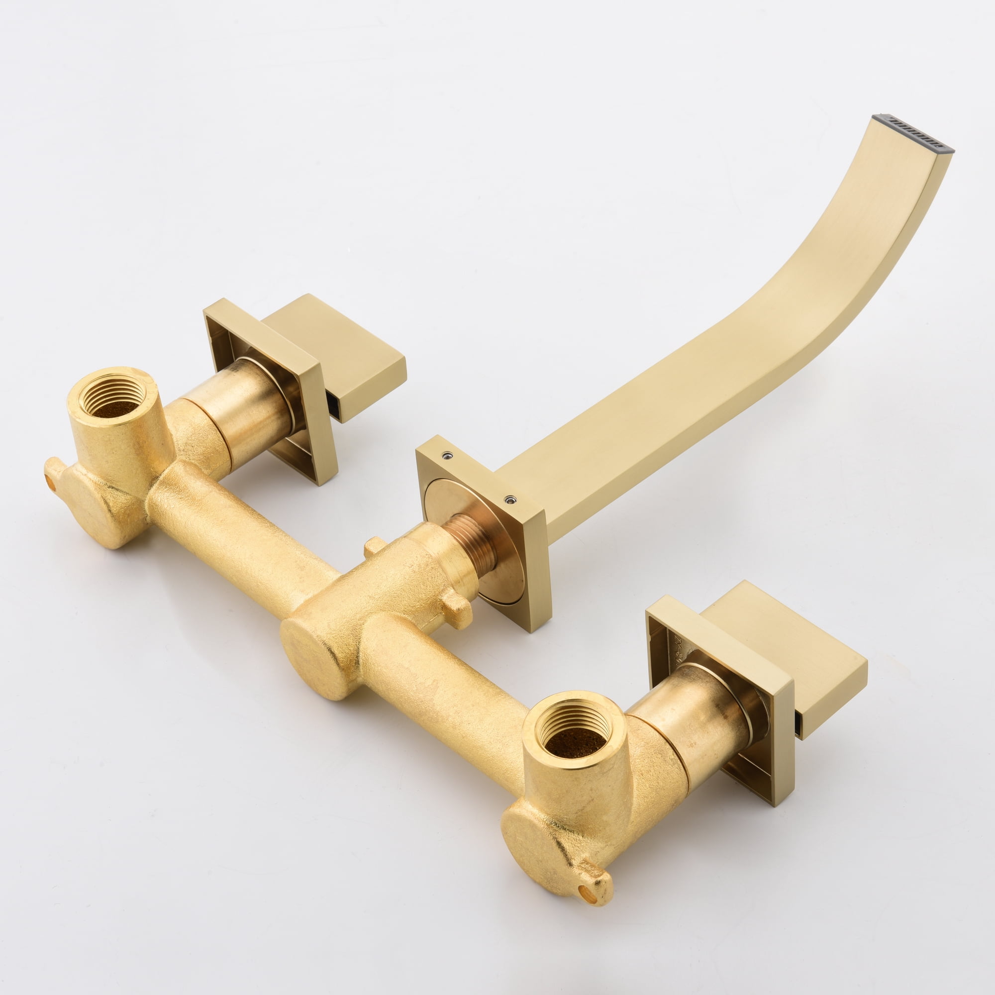sumerain Gold Bathroom Faucet Wall Mount Bathroom Sink Faucet with Rough in Valve