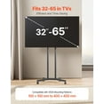 thumbnail image 2 of Rolling TV Stand Mobile TV Cart for 32 to 65 Inch Screens Height Adjustable Portable Monitor Stand with Wheels Holds 88 lbs for Living Room Bedroom Office Outdoor Max VESA 400x400mm, 2 of 6