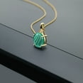 thumbnail image 3 of Gem Stone King 10K Yellow Gold Green Malachite and White Diamond Pendant Necklace for Women (6.02 Cttw, with 18 inch Chain), 3 of 4