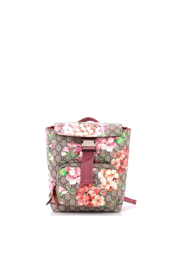 Pre-Owned Buckle Backpack Blooms Print GG Coated Canvas Small By Rebag