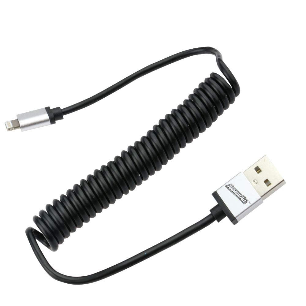 Armor All 4 ft. iPhone Smartphone Charging USB to 8-Pin Flexible Coil Cable, Sync and Charge