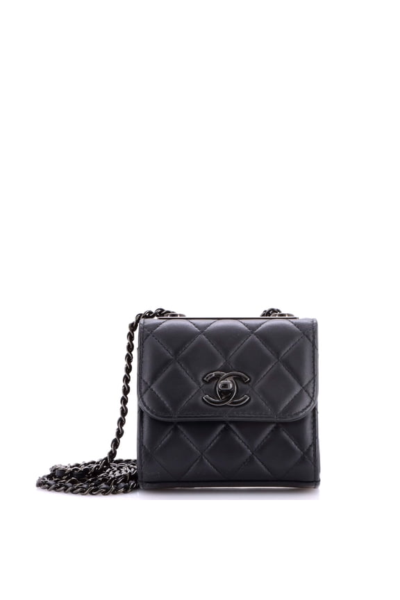 Pre-Owned So Black Trendy CC Clutch with Chain Quilted Lambskin Small By Rebag