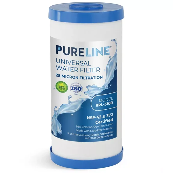 PURELINE 25 Micron Whole House Water Filter Replacement Compatible with GE FXHTC, Culligan RFC-BBSA, Dupont, Pentek, and Whirlpool Filters