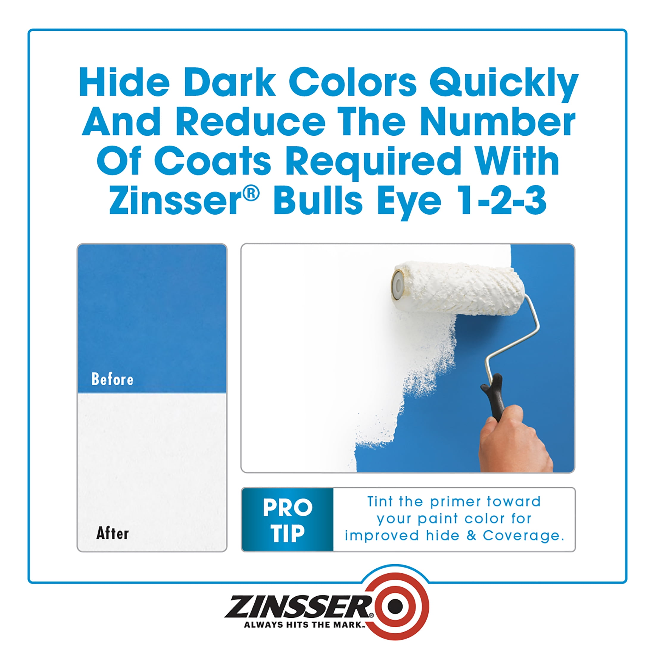 White, Zinsser Bulls Eye 1-2-3 Primer for All Surfaces Flat, 5 Gallon