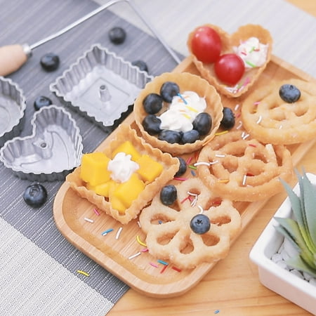

NUZYZ Rosette Iron Maker with Handle Hollow Aluminum Alloy High Efficient Waffle Timbale Mold Kitchen Tools