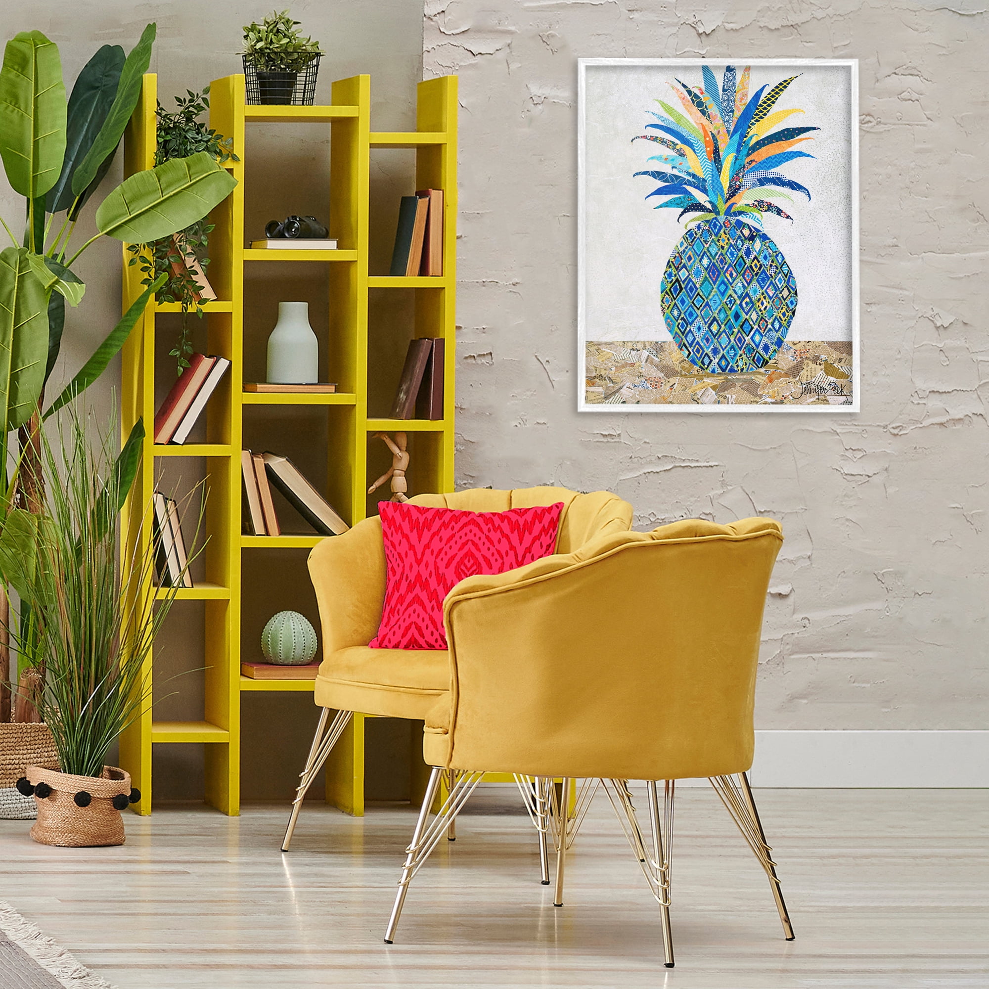 Stupell Industries Mosaic Patterned Pineapple Food & Beverage Painting White Framed Art Print Wall Art, 24 x 30