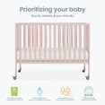 thumbnail image 2 of Dream On Me Quinn Full-Size Folding Crib, Patent Folding System in Blush Pink, 2 of 9