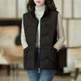 thumbnail image 2 of Htigea Puffer Vest for Women Lightweight Zip Up Quilted Vests Padded Gilet Solid Sleeveless Jacket with Pockets Black XXXXXL, 2 of 9