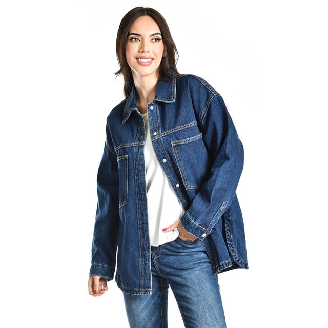 Chamarra de mezclilla oversize /Juvenil,6833 (Dark) azul oscuro G