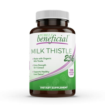 Milk Thistle Capsules- 25,000 mg Strength- 50X Concentrated Seed Extract & 80% Silymarin Standardized- 120 Vegan Pills- Supports Healthy Liver Cleanse & Detoxification, Non-GMO- 4 Month Supply