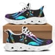 thumbnail image 1 of Zapatillas de deporte con estampado de huellas de perro, zapatos vulcanizados de moda a rayas creativos, cómodos zapatos planos de malla transpirable con cordones, 1 of 6