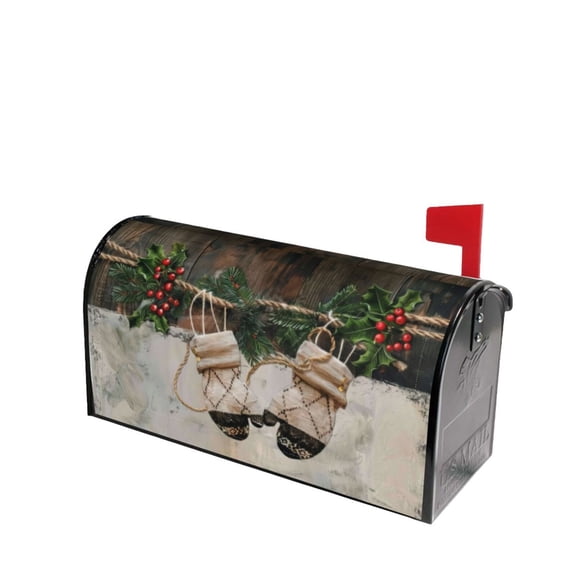 PHELIKA Winter Christmas Mittens 03 Magnetic Mailbox Covers Standard Size 21"H x 18"W