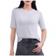 thumbnail image 1 of Tops de Manga Corta de Mujer Casual, Color Sólido Manga 1/2, Camiseta de Cuello Redondo, 1 of 6