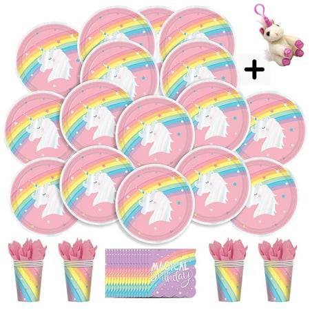 Rainbow Seating Set B-THERE Unicorn Birthday Party Pack Bundle - Girls Magical Rainbow Unicorn Birthday Set, Seats 16:... ()