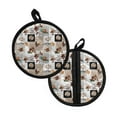 thumbnail image 2 of ZIATUBLES 2 Pieces Pot Holders Oven Mitts 2-in-1 Heat Resistant Kitchen Utensils Set Machine Washable Potholders Stylish Lightweight Hot Pads for Cooking and Baking, 8 Inch Round, Love Coffee, 2 of 7