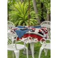 thumbnail image 2 of Outdoor Tablecloth with Umbrella Hole and Zipper, Valentine's Day Round Table Cloth 60 Inch Waterproof Tablecloth, Love Heart Roses Gnomes Romantic Rustic Picnic Table Cover for Patio Camping, 2 of 7