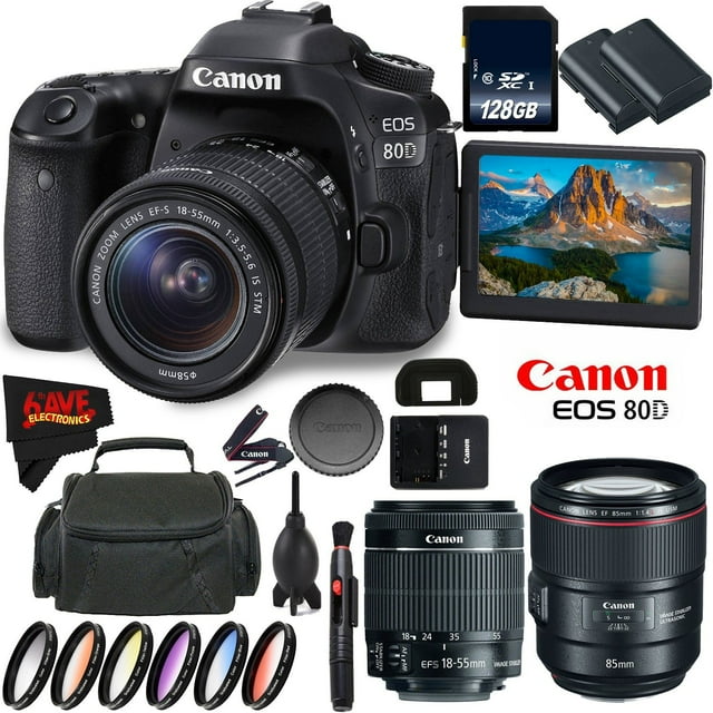 Canon EOS 80D Appareil Photo Reflex Numérique + Objectif 18-55mm + Canon EF 85mm f/1.4L is USM Objectif +d