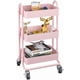 thumbnail image 1 of Carrito de Almacenamiento de Metal, Carrito de 3 Niveles con Ruedas,Estantes Almacenamiento,Organizador de Utilidad,Organizador con 2 Ruedas Cerradura y Asas, Ahorrar Espacio (Rosa), 1 of 9