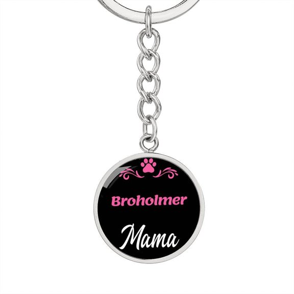 Dog Mom Keyring Broholmer Mama Circle Keychain Stainless Steel or 18k Gold