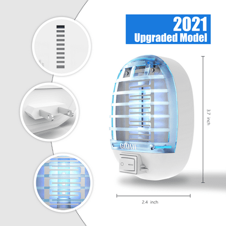 GLOUE Indoor Bug Zapper, Mosquito Killer Electronic Insect Killer Fly Trap, Mosquito Zapper with Blue Lights for Home, Kitchen, Bedroom, Baby Room, Office (2 Packs)