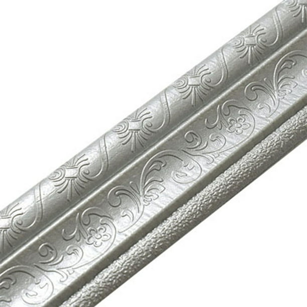 Billuyoard Papel pintado impermeable autoadhesivo 3D con borde de papel tapiz extraíble de PVC Decoración del hogar plata