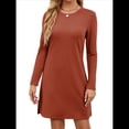 thumbnail image 3 of Vestidos Casuales de Larga para Mujer, Estilo Camiseta , Conjuntos de Otoño Rojo Ladrillo M, 3 of 8