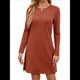 thumbnail image 3 of Vestidos Casuales de Larga para Mujer, Estilo Camiseta , Conjuntos de Otoño Rojo Ladrillo M, 3 of 8