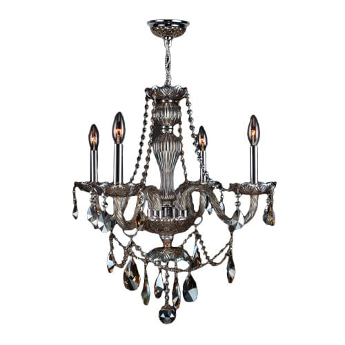 Provence Collection 4 Light Chrome Finish and Golden Teak Crystal Chandelier 23