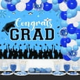 thumbnail image 3 of 65Pcs Congrats Grad Decorations 2024, Light Blue Graduation Decor with Photography Backdrop Fireworks Bachelor Cap Little Star Printed Blue Wihte Black Balloon Garland Arch Kit for Class of 2024 Grad, 3 of 7