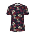 thumbnail image 6 of Rocae Roses Skulls for Men's Mesh Quick-Dry Short Sleeve Workout T-Shirt,Mens Crew Neck Tee Lightweight Soft Classic T Shirts X-Small, 6 of 9