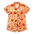 thumbnail image 4 of WERYOUNG Halloween Pajamas For Girls Pumpkin Printed Short Sleeve Lapel Collar Top And Shorts Kids Soft Cozy 2 Piece Sleepwear Loungewear Sets Breathable Homewear 15-16 Years, 4 of 4