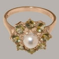 thumbnail image 5 of LBG British Made 10k Rose Gold ring with Cultured Pearl & Peridot Womens Statement Ring - 33 size options - Size 11.25, 5 of 6