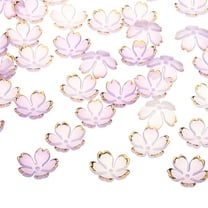 Uxcell 100 Pcs Gold-Plated Acrylic Cherry Blossom Flower Beads, Purple Gradient