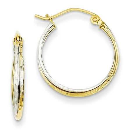 hoop 14kt twisted tone earrings diamond cut
