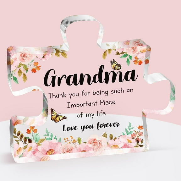 Gifts for Grandma, Acrylic Puzzle Piece Plaque Grandma Gifts, Unique Grandma Jigsaw Gifts, Idea for Grandma Birthday, Present for Grandma from Granddaughter & Grandson