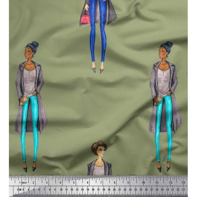 Soimoi polyester Crepe Fabric Women Group Printed Fabric 1 Yard 52 Inch Wide