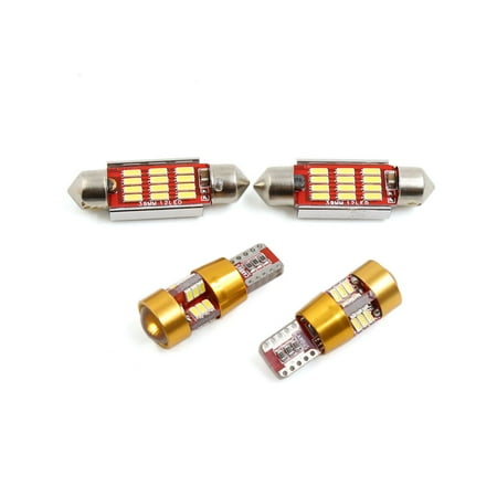 3014 P-trap Kit - 4pcs White 39mm 12 4014 Festoon Dome Light Canbus T10 3014 Internal Lamp Kit