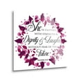 thumbnail image 2 of Strength Dignity Laughs Magenta Foliage 12 x 12 Glass Wall Hanging Sign, 2 of 4